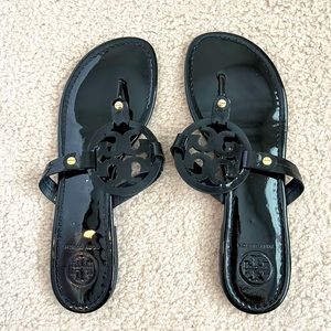 Tory Burch Miller Sandals in Black Patent Leather😍
